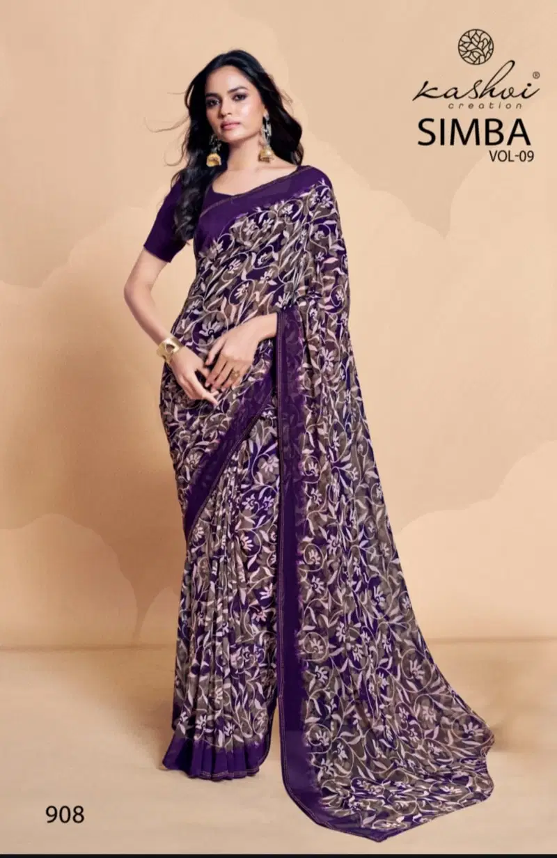 Simba Vol 9 By Kashvi Georgette Daily Wear Sarees Exporters In India